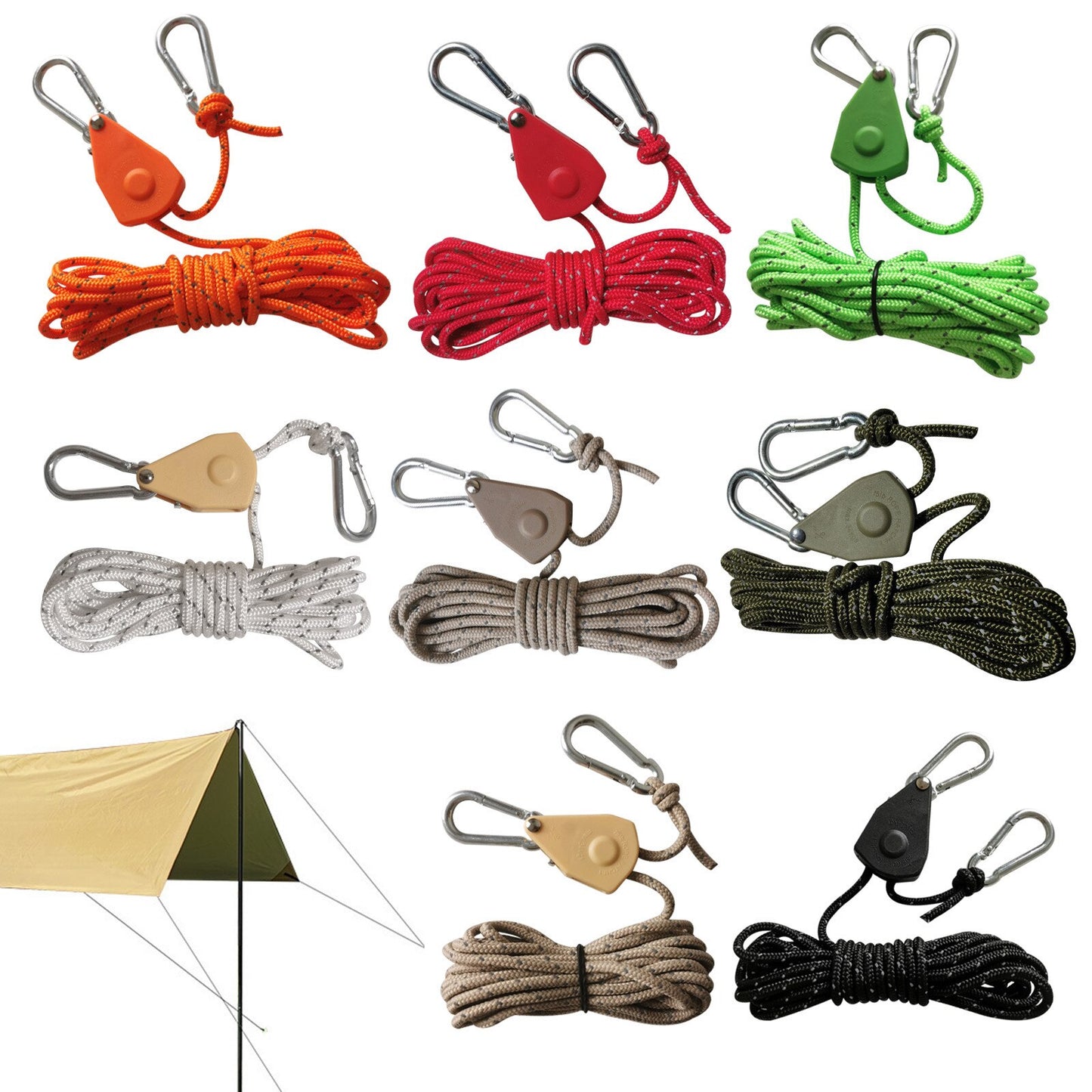 Acheter Accessoires de tente de corde à vent, cintres à cliquet, poulie à  boucle fixe, tendeur de fixation de corde réglable
